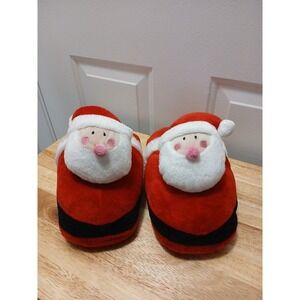 Santa‎ Claus Slippers Padded Adult Woman Size 9 10 Plush Cushioned Novelty New